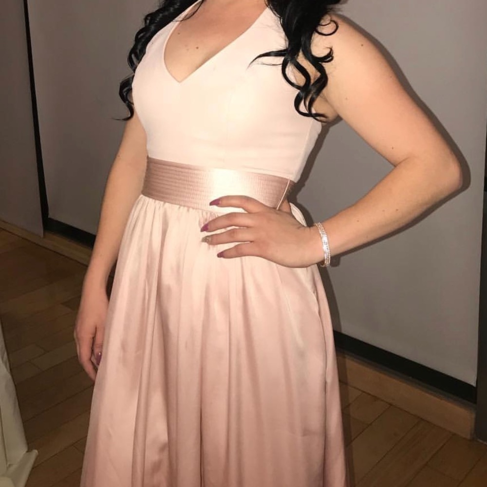 V Neck Halter Gown with Sash